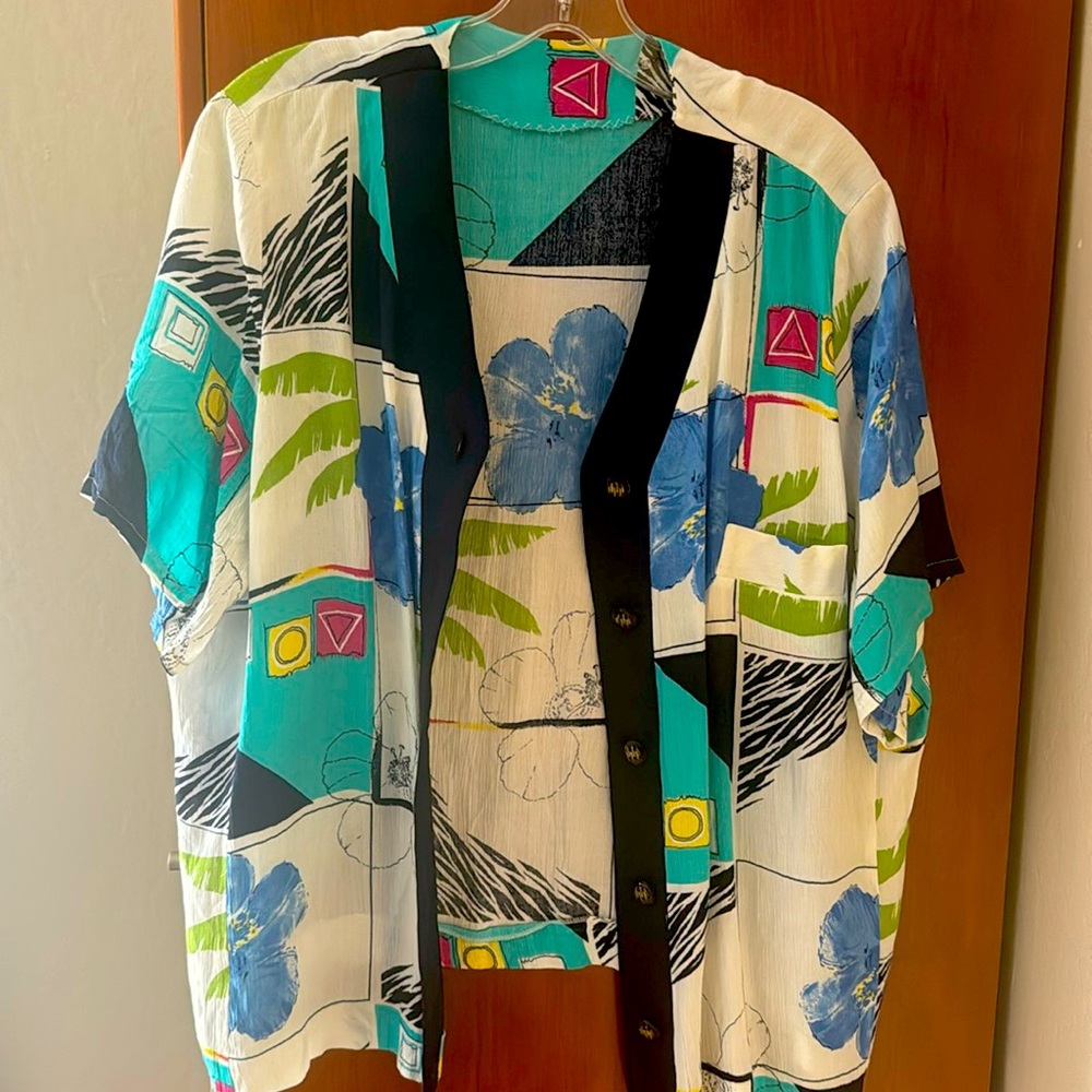 Multi-colored sheer button down